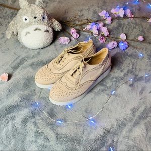 Bella Marie Cream Oxford Platform Shoes